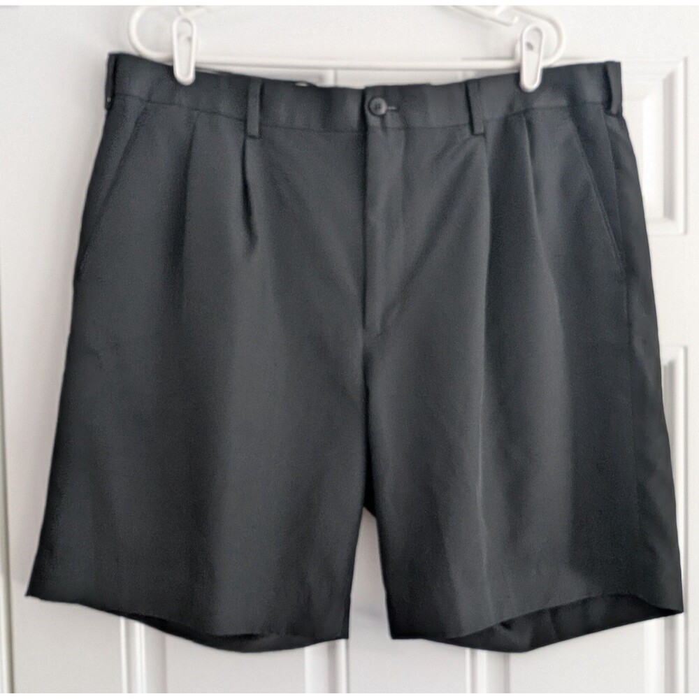 Alan Flusser Black Polyester Pleated Golf Shorts Men's Size 40 Athleisure Basic